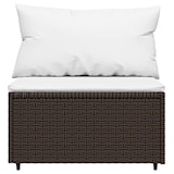 thumbnail of vidaXL Garten-Mittelsofa mit Kissen Braun Poly Rattan
