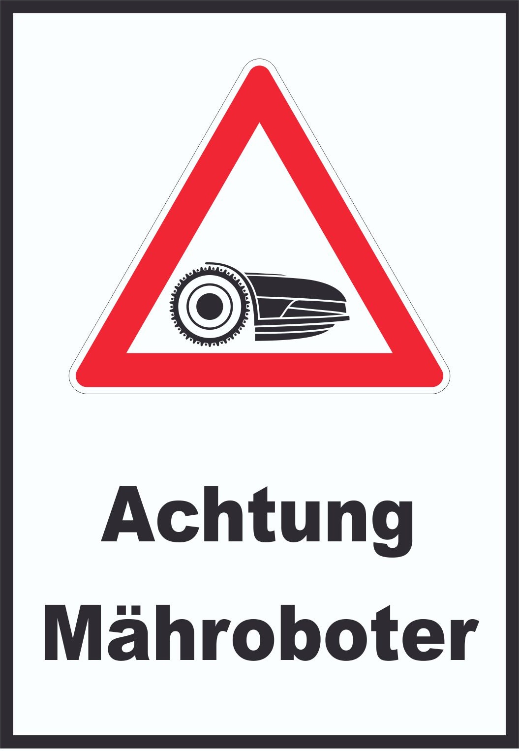 Achtung Mähroboter Schild A2 (420x594mm)