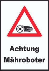 thumbnail of Achtung Mähroboter Schild A2 (420x594mm)