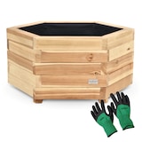 thumbnail of Pflanzkasten Holz 6-eckig MICHA - Inkl. Vlies und Handschuhe | Pflanzkübel Tannenholz Blumenkasten Blumenkübel Blumentopf Terrasse, 54,5cm Breit