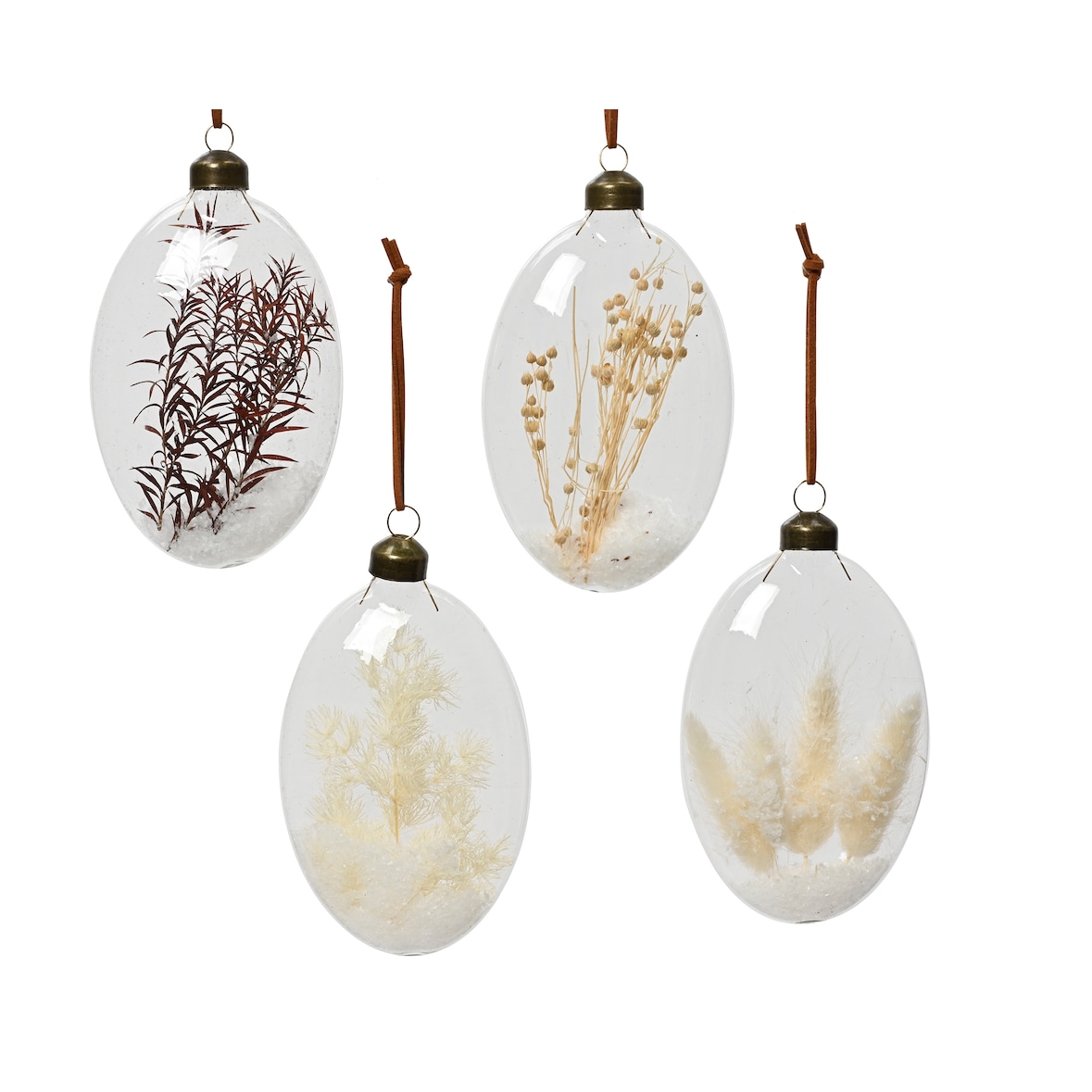 1 Weihnachtskugel 13,5cm Glas gefüllt Trockenblumen Christbaumkugeln transparent