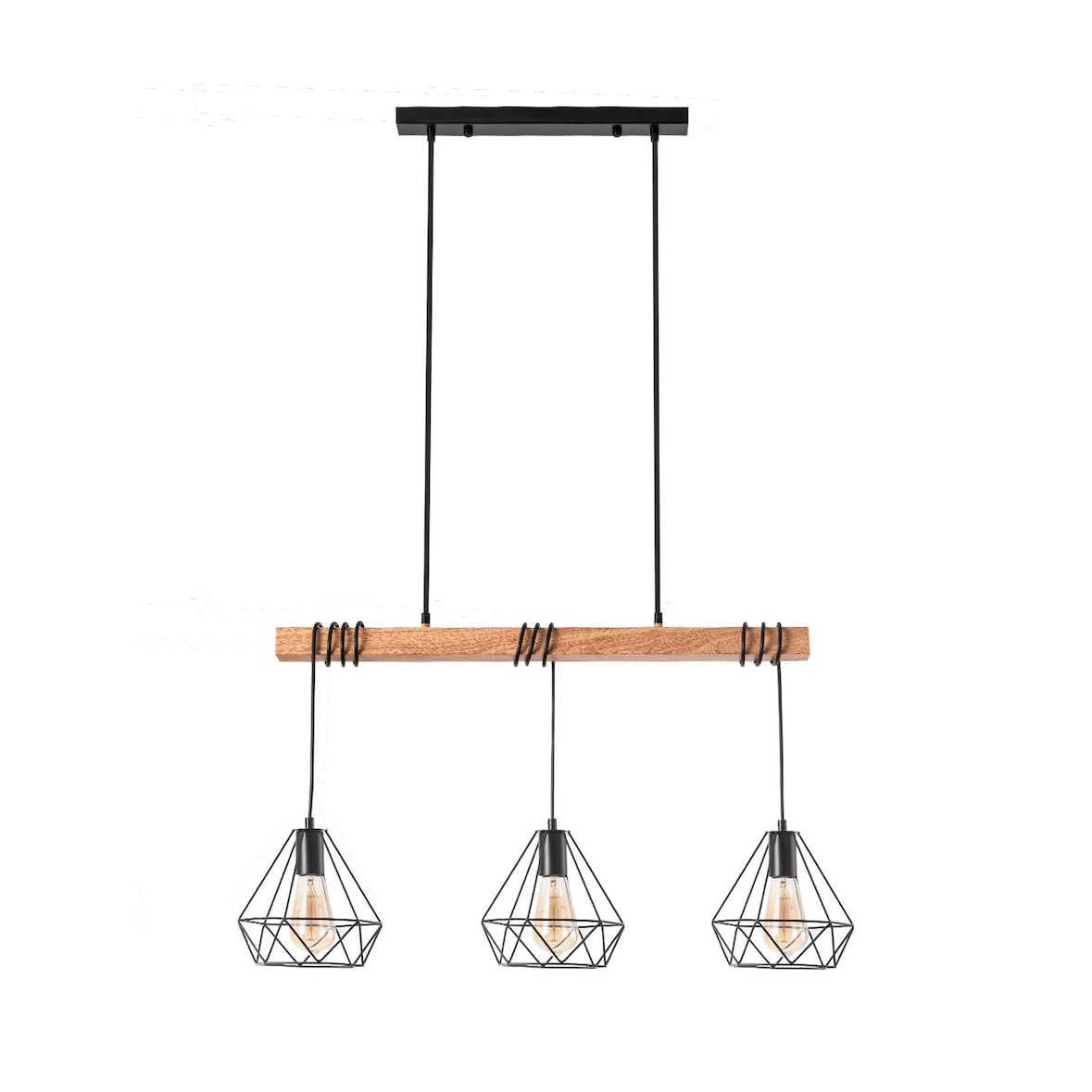 efectoLED Lámpara Colgante Metal Sardo 3 Focos Negro