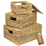 thumbnail of HMF Aufbewahrungskorb mit Deckel, 3er-Set, Korb geflochten aus Wasserhyazinthe und Seegras, Klein, Mittel, Groß