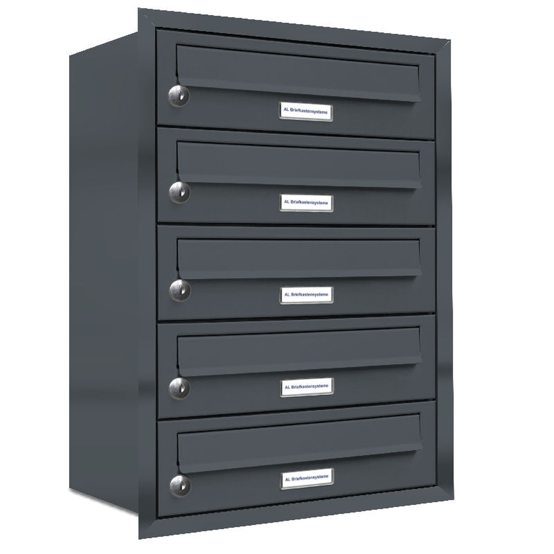 AL Briefkastensysteme 5 Fächer Premium Unterputz Briefkasten Anlage RAL 7016 Anthrazit Grau, Post A4, modern, wetterfest, Artikelnummer: 132P5U1P7016