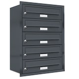 thumbnail of AL Briefkastensysteme 5 Fächer Premium Unterputz Briefkasten Anlage RAL 7016 Anthrazit Grau, Post A4, modern, wetterfest, Artikelnummer: 132P5U1P7016