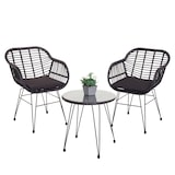 thumbnail of Poly-rattan set HWC-G17, balkonset tuinset zitgroep stoel, touw ~ antraciet, kussens antraciet
