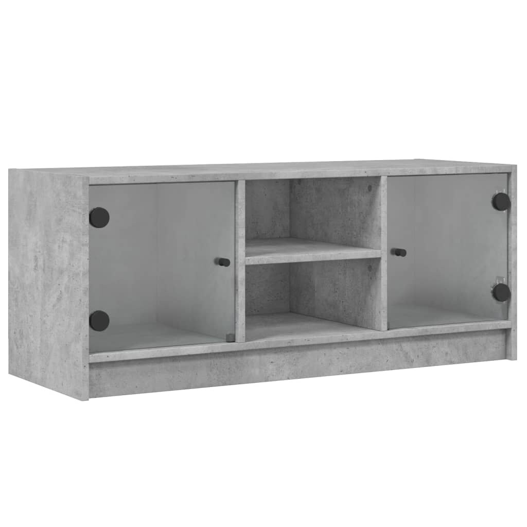 vidaXL TV-Schrank mit Glastüren Betongrau 102x37x42 cm