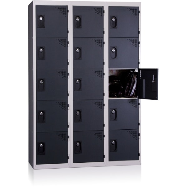 Vestiaires 5 cases x 3 colonnes - En kit - Anthracite - Largeur 90cm - PROVOST