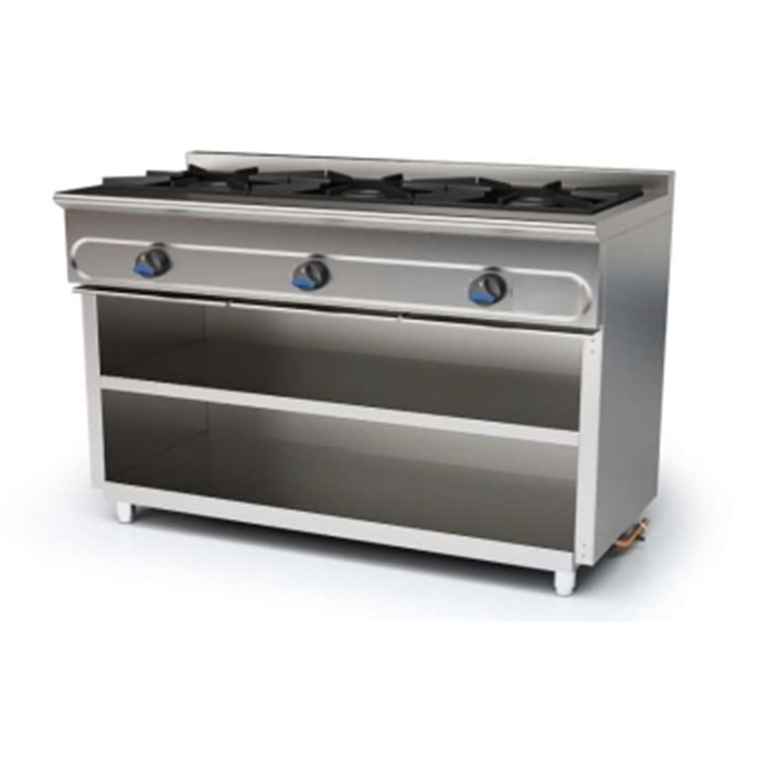 Cocina a gas cafeteria tres fuegos sin horno.  YOSTIN®
