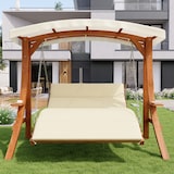 thumbnail of Merax Hollywoodschaukel aus Lärchenholz, Gartenschaukel & Hammocks, Sonnendach & Seitenablage, Natur