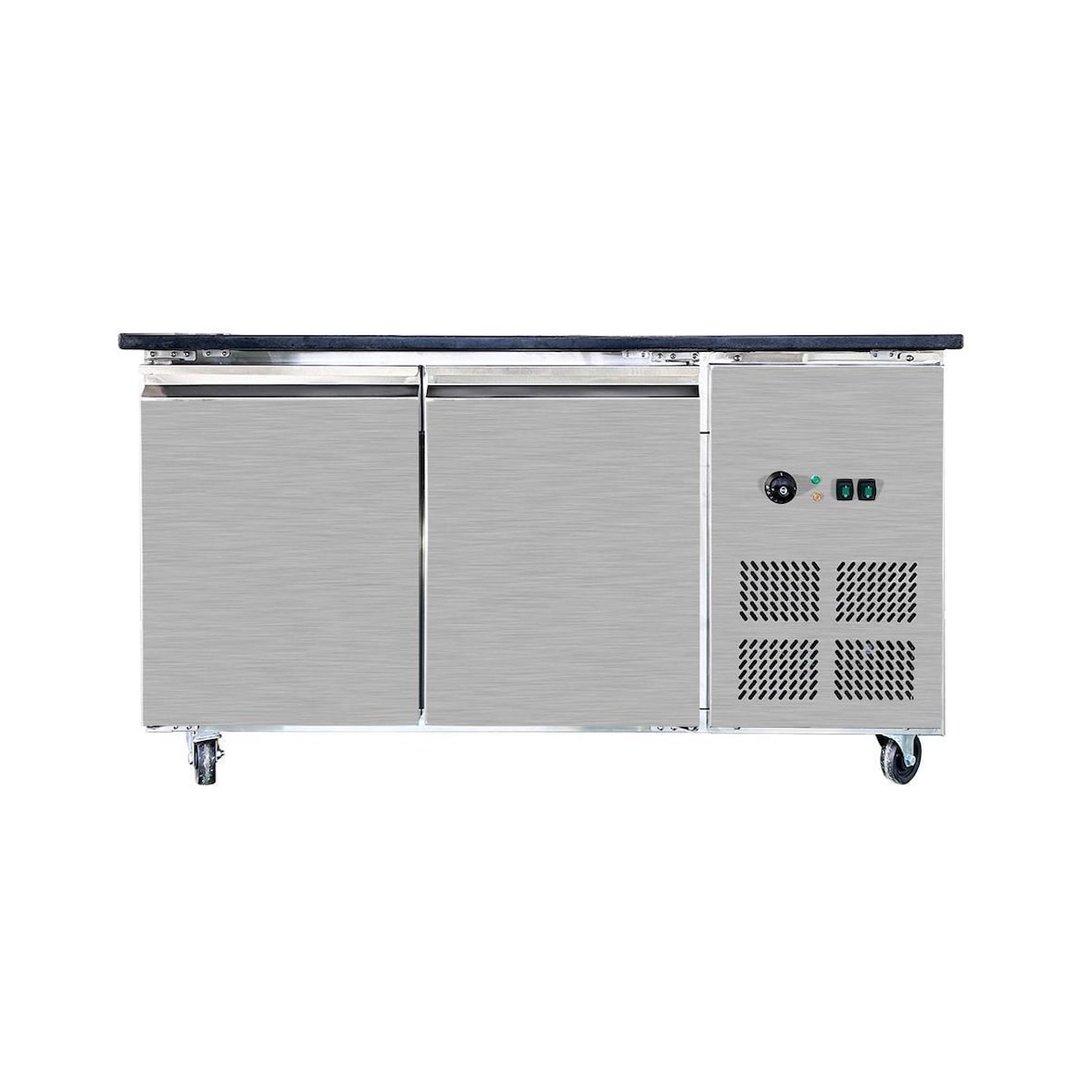 Skyrainbow SNACK-Line bain-marie toonbank 4x GN1/1, Granit Star Galaxy zwart, 153x82x85,5 Bovenbouw helder glas met klembord, H=496mm