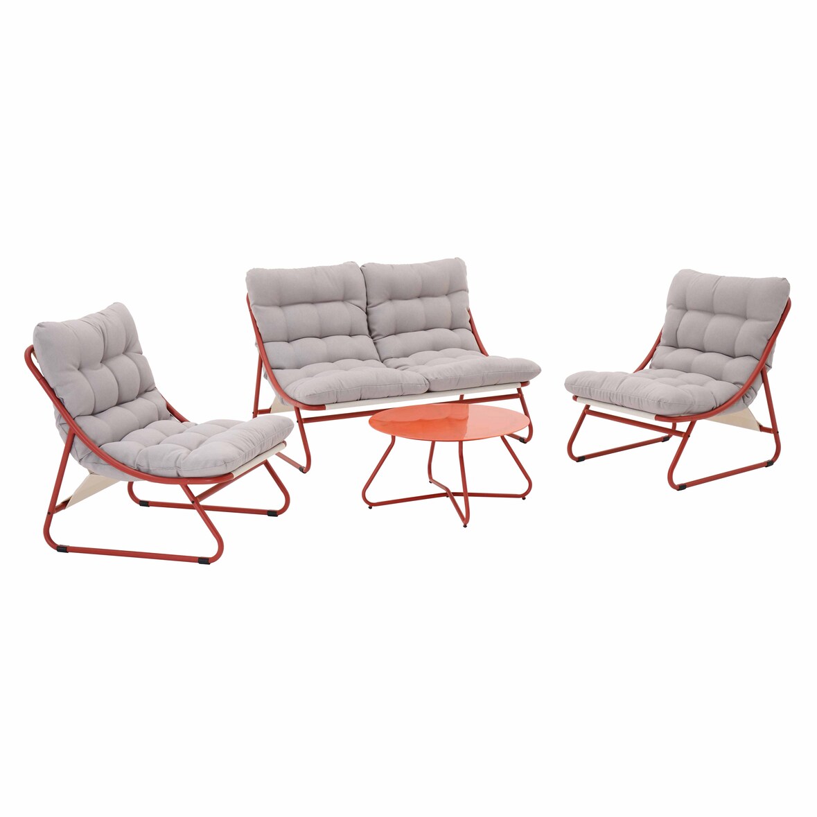 Lage 4-zits tuinset in terracotta metaal