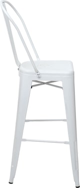 thumbnail of Barhocker HWC-A73, Barstuhl Tresenhocker mit Lehne, Metall Industriedesign ~ weiß