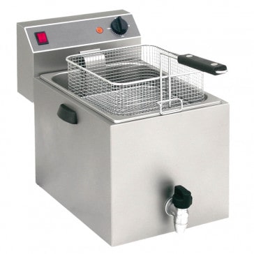 Friggitrice elettrica professionale da banco 1 vasca 8 lt. monofase con rubinetto