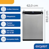 thumbnail of Exquisit Bierkühler, 163 Liter, mit Zapfvorrichtung, Gitterablagen, Türanschlag wechselbar, 89 cm Höhe, 42 dB, LED-Display, BK160-HE-300G inox