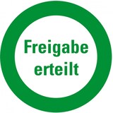 thumbnail of Aufkleber I Infoplakette Freigabe erteilt, Dokumentenfolie, selbstklebend, Ø 30mm, 18/Bogen