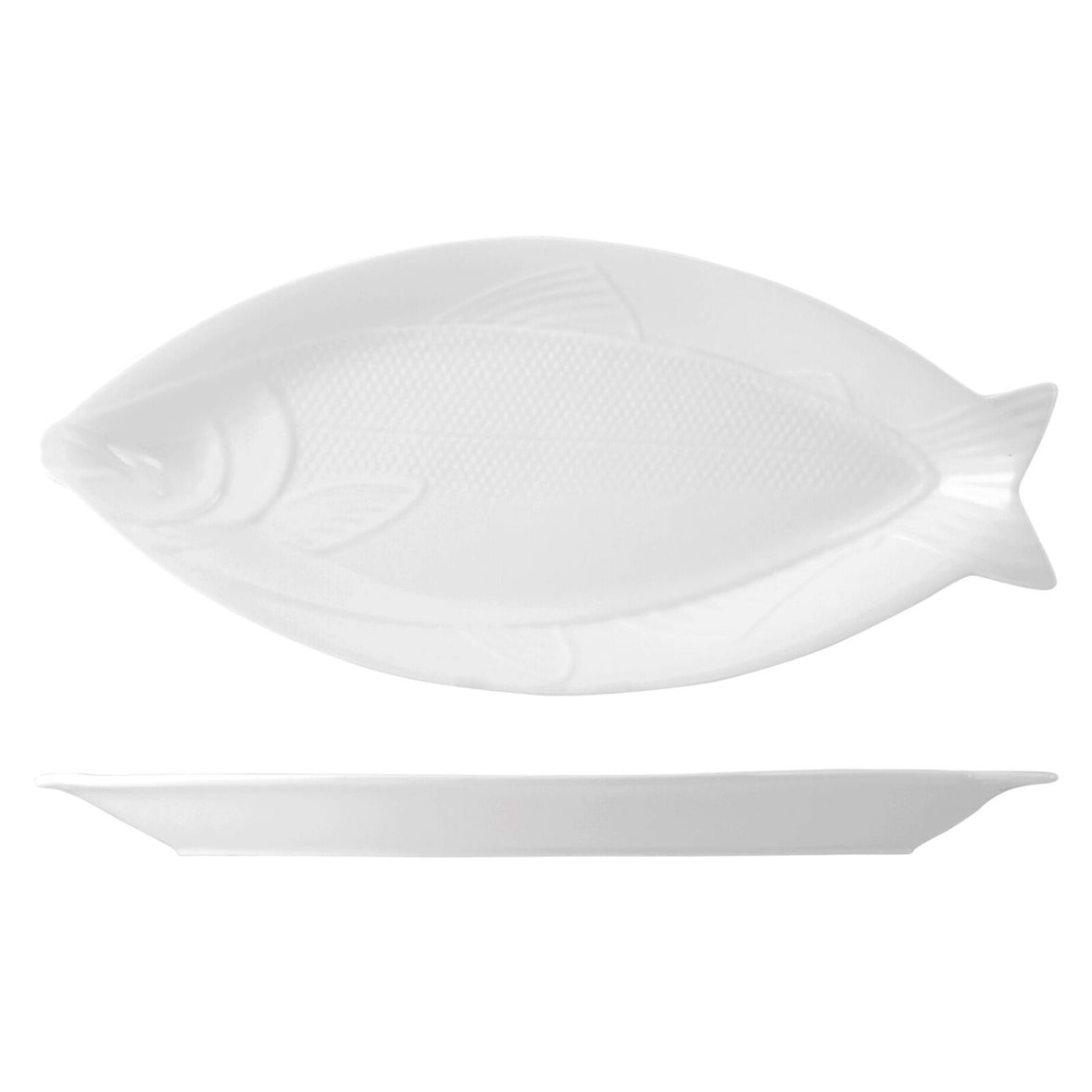 H&H Piatto Pesce, Porcellana, Bianco, 49x22 cm