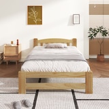 thumbnail of Merax Massivholzbett, Einzelbett Futonbett mit Kopfteil und Lattenrost 90x200cm, Natur