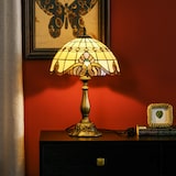 thumbnail of Candeeiro de Mesa com Desenho de Vitrais Coloridos Candeeiro de Mesa de Vidro para Dormitório Sala de Estar Escritório Ø30x48 cm Multicor