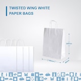 thumbnail of 100 Weiße Papiertüten mit Henkeln 18x8x23cm - Tasche für Einkäufe, Geschenke, Hochzeiten