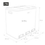 thumbnail of Les Collectors Pattumiera a pedale per differenziata, Acciaio inox spazzolato, 54 L, 3 scomparti 18L, Secchi estraibili, Chiusura silenziosa N°986