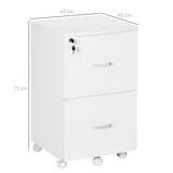 thumbnail of Cajonera de Oficina Mueble Auxiliar para Archivos con 2 Cajones Cerradura de 2 Llaves 5 Ruedas 2 Frenos para Estudio Despacho Dormitorio 43x45x72 cm