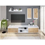 thumbnail of Dmora Wohnwand Wells, Wohnzimmerset, Mehrzweck-Wohnzimmermöbel, Komposition für modernes Wohnzimmer, 200x40h114 cm, Weiß und Eiche