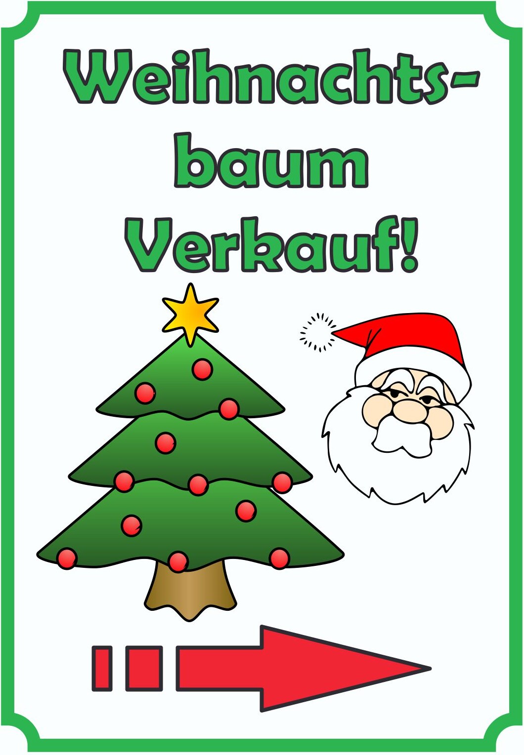 Verkaufsschild Schild Weihnachtsbaum Hochkant mit Pfeil rechts A3 Rückseite selbstklebend