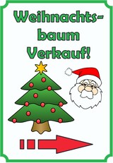 thumbnail of Verkaufsschild Schild Weihnachtsbaum Hochkant mit Pfeil rechts A3 Rückseite selbstklebend