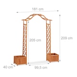 thumbnail of Relaxdays Holz-Rosenbogen, dekorativer Gartenbogen, 2 Pflanzkübel, wetterfestes Rankgitter, 209 x 181 x 60 cm, orange