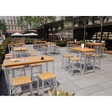 thumbnail of METRO PROFESSIONAL Conjunto de 2 bancos de bar Lynx, alumínio/madeira de eucalipto, prateado