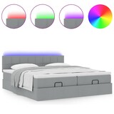 thumbnail of vidaXL Ottoman-Bett mit Matratzen & LEDs Hellgrau 180x200 cm Stoff
