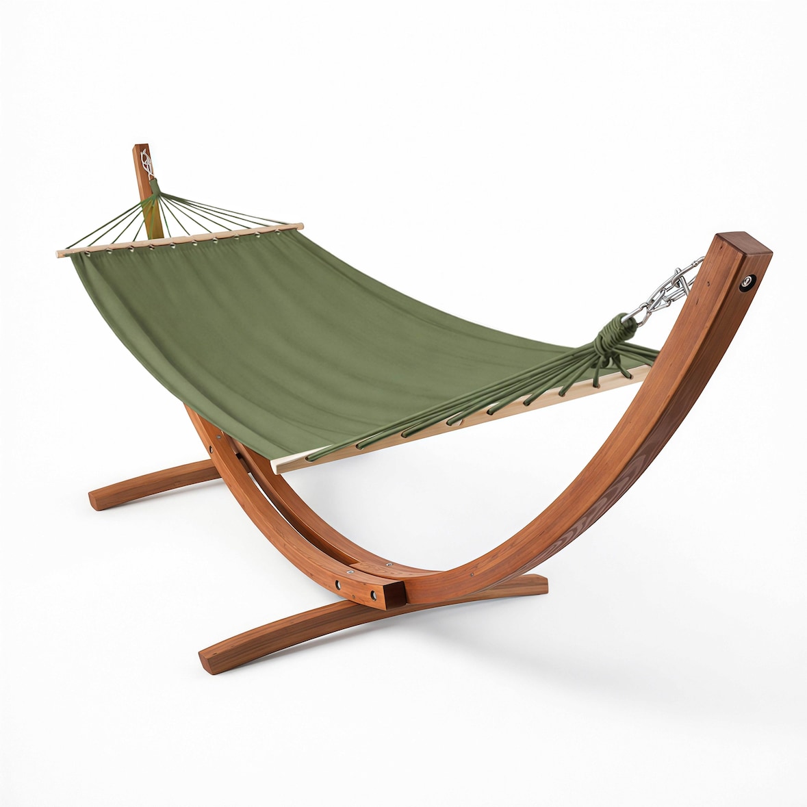 Hamac sur pied en bois vert cactus