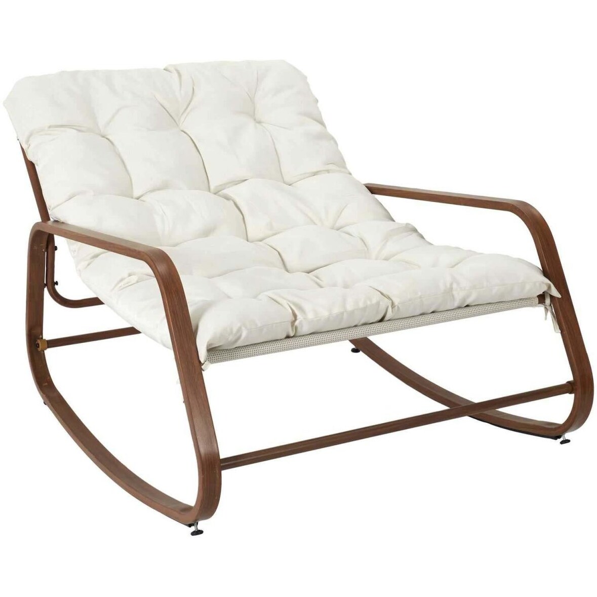 Fauteuil de jardin à bascule en métal Miamii imitation bois The Home Deco Factory