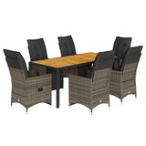 thumbnail of vidaXL 7-tlg. Garten-Bistro-Set mit Kissen Grau Poly Rattan