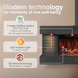 thumbnail of KAMINIO Elektrokamin LIZ mit Ofenrohr - Elektrischer Wandkamin mit Heizung, 3D-Flammeneffekt, LED-Ambientelicht, Fernbedienung - Schwarz
