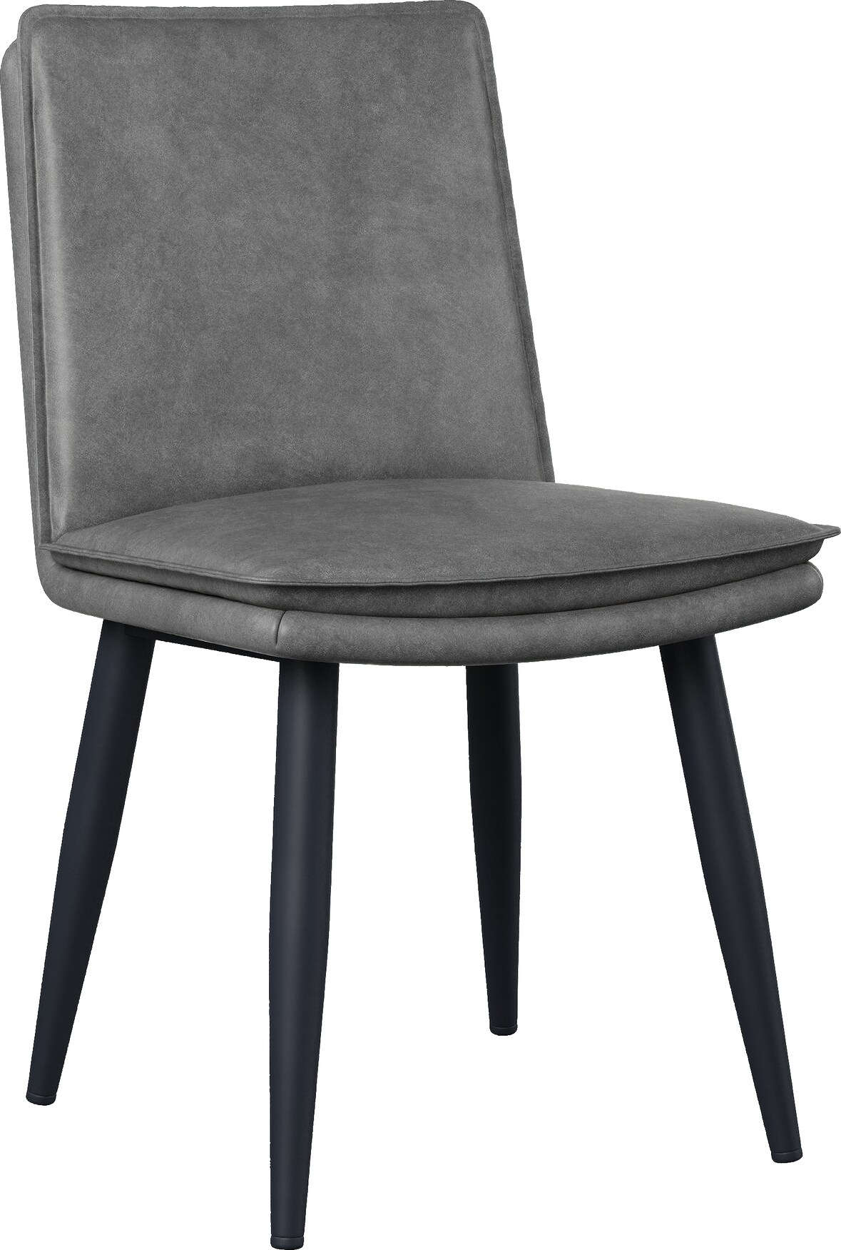 Esszimmerstuhl Set 6er PU Grau mit doppellagigem Sitzkissen und Metallbeinen modernes Design bequem pflegeleicht 84x57x49 cm