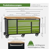 thumbnail of Werkstattwagen Deluxe XXL grün unbestückt 160x91 cm 20 Schubladen Werkbank Sideboard