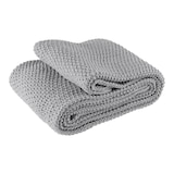thumbnail of Kuscheldecke Strick OEKO-TEX 140x190 grau - warme weiche Strickdecke mit edlem und schlichten Strickmuster