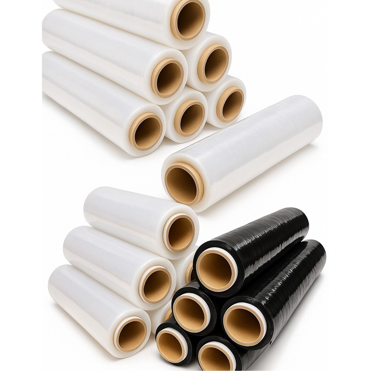 Film Estirable Manual Embalar Industrial, Mudanzas y Envios | Transparente o Negro | 50cm x 200 Metros | Papel Film -