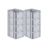 thumbnail of PROREGAL SuperSparSet 8x Eurobox NextGen Economy mit Scharnierdeckel & blauen Verschlüssen, Griffe zu, HxBxT 22x30x40cm, 20L, Eurobehälter, Box