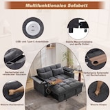thumbnail of Merax Schlafsofa 3-in-1, 2-Sitzer mit verstellbarer Rückenlehne, USB, verstecktem Tisch & Getränkehalter, Grau