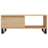 thumbnail of Décoshop26 - Table basse avec tiroir design moderne et contemporain 90 x 50 x 36,5 cm bois d'ingénierie couleur chêne et métal DEC039045