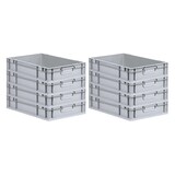 thumbnail of PROREGAL SuperSparSet 8x Eurobox NextGen Economy mit Scharnierdeckel & gelben Verschlüssen, Griffe zu, HxBxT 12x40x60cm, 23L, Eurobehälter, Box