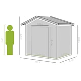 thumbnail of Outsunny caseta de jardín 213x130x185cm cobertizo metálico de exterior para almacenamiento de herramientas con 2 puertas correderas y 4 ventanas Caqui