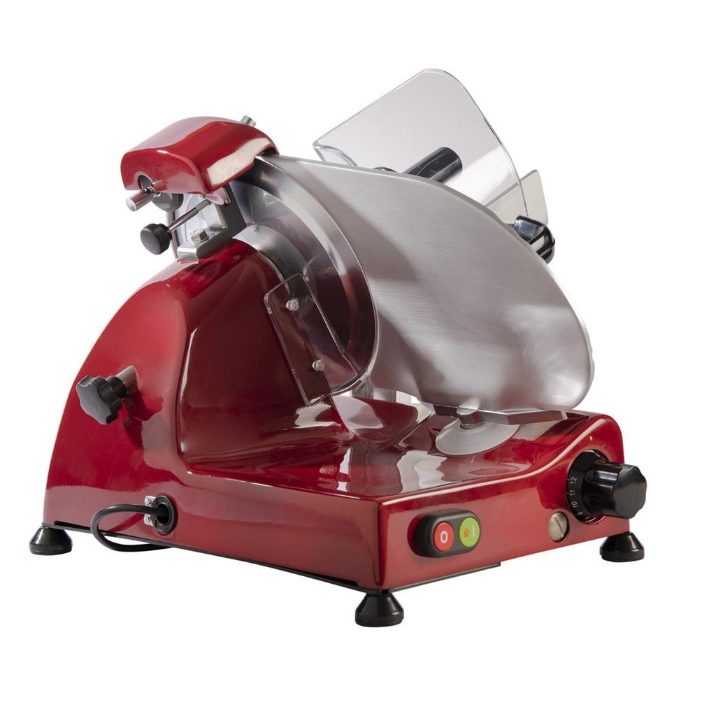Fac - Cortadora de gravedad eléctrica CURVYLINE C 250 R reducida con afilador fijo - ROJA