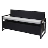 thumbnail of Poly-Rattan 3er Sitzbank HWC-F39, Gartenbank Truhenbank, Staufach Aufbewahrung Sitzkissen ~ anthrazit, Kissen grau