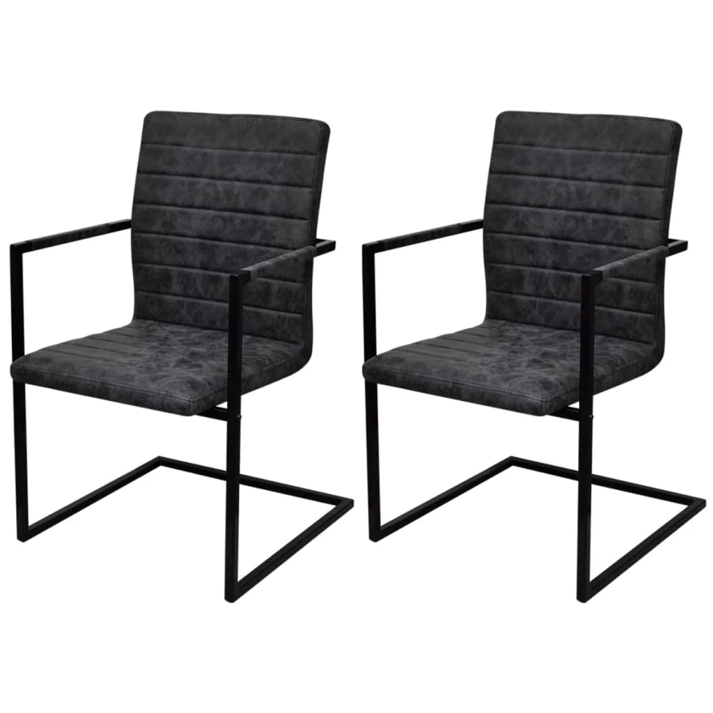 vidaXL Eetkamerstoelen 2 st kunstleer zwart