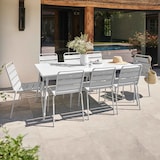 thumbnail of Ensemble table de terrasse et 8 chaises en métal blanc - Oviala
