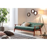 thumbnail of SalesFever Schlafsofa mit Armlehnen | 3 Funktionen | Stoffbezug Samt-Optik | Gestell Holz Eukalyptus| B 190 x T 85 x H 81 cm | tannengrün